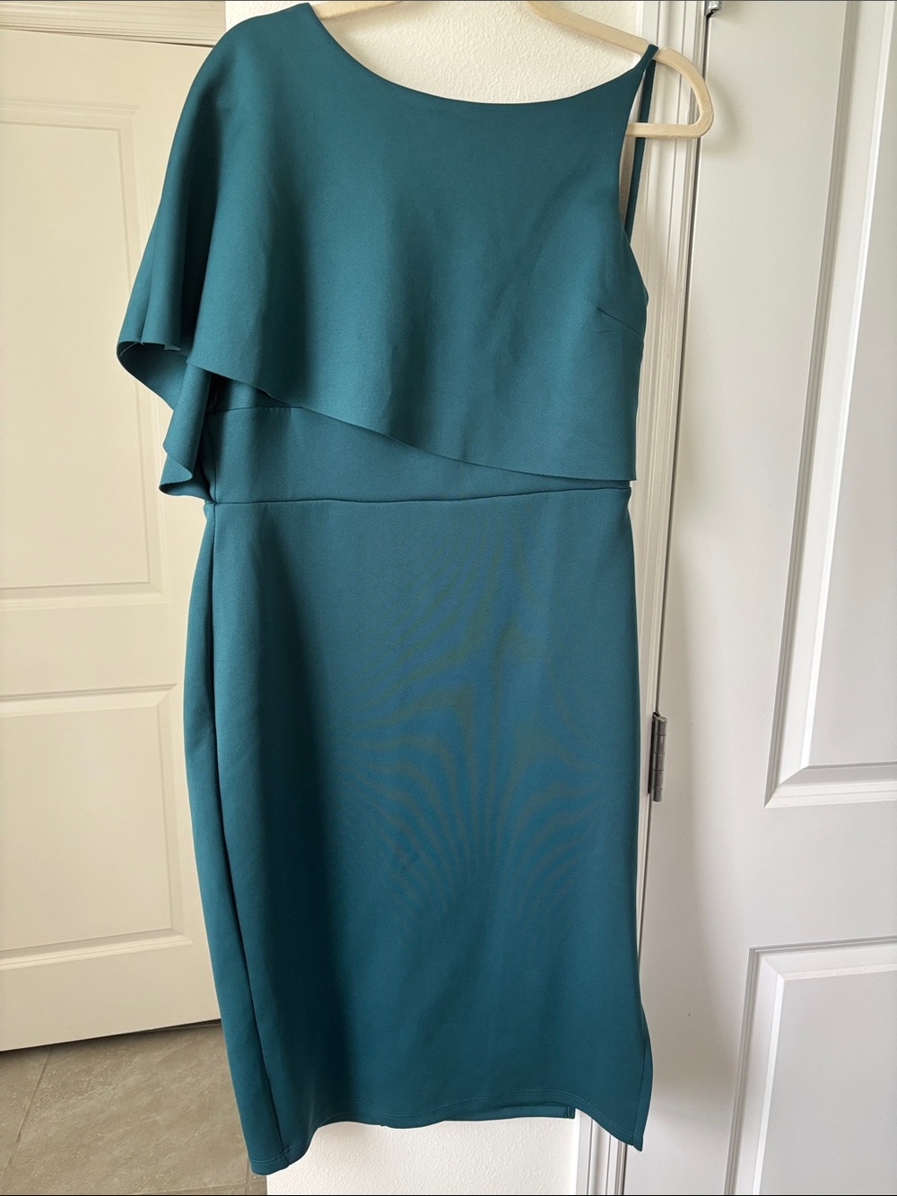 ASOS Teal One-Shoulder Ruffle Dress